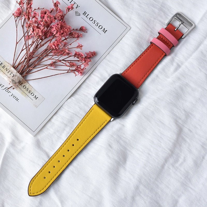 Lisslune | Leather strap for Apple Watch 42mm 38mm Series 3 4 5 6 SE 7 41MM 45MM