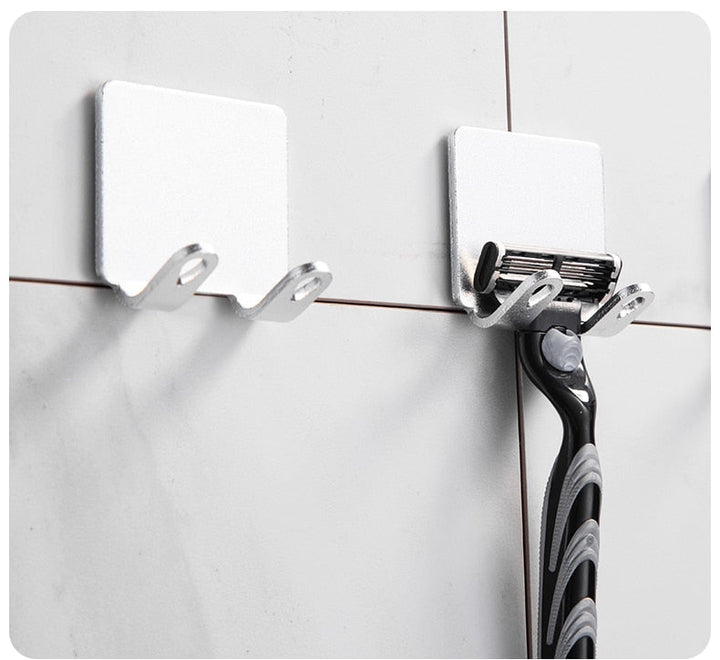 Lisslune | Punch-free Razor Holder Storage Hook (1/2/3 Pieces) - Wall Mounted Men's Razor Shelf for the Bathroom