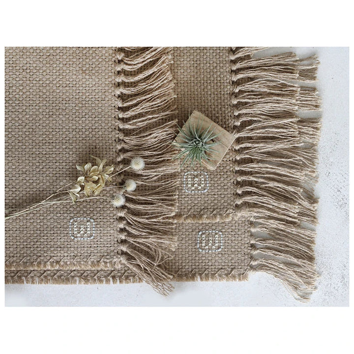 Rynx | Jute Rug Rug Macrame Table Runner Tablecloths Decoration Rug with Tassels Bathroom Mats Nordic Chic Room Decor