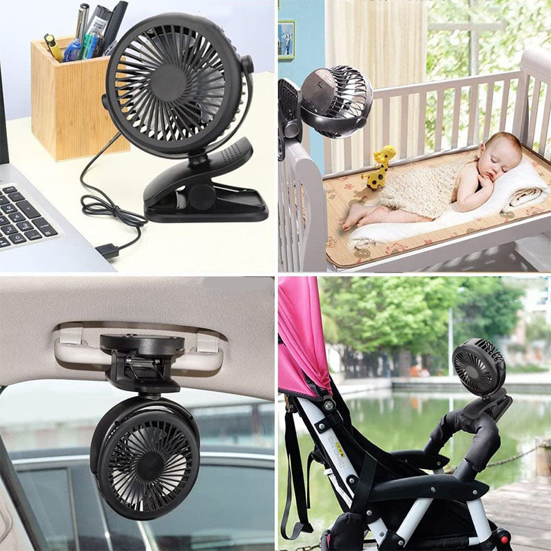 Lisslune | Portable Clamp Fan with 360° Rotation – USB & Rechargeable Battery