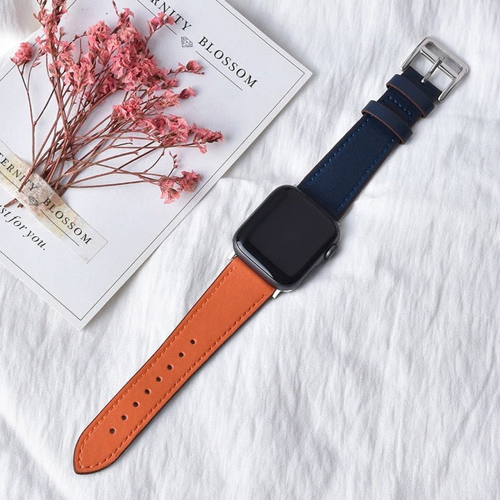 Lisslune | Leather strap for Apple Watch 42mm 38mm Series 3 4 5 6 SE 7 41MM 45MM