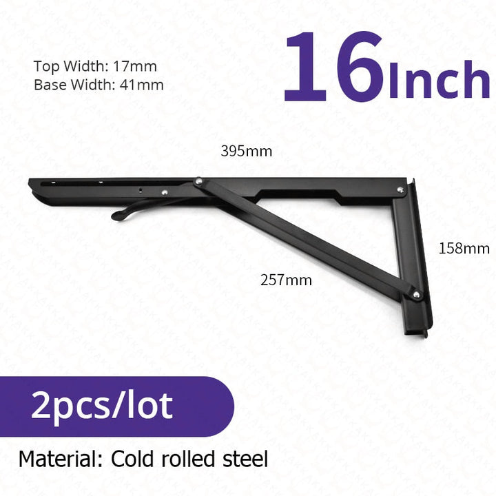 Lisslune | 2-piece set collapsible shelf brackets, heavy-duty, made of stainless steel for tables, motorhomes and space-saving