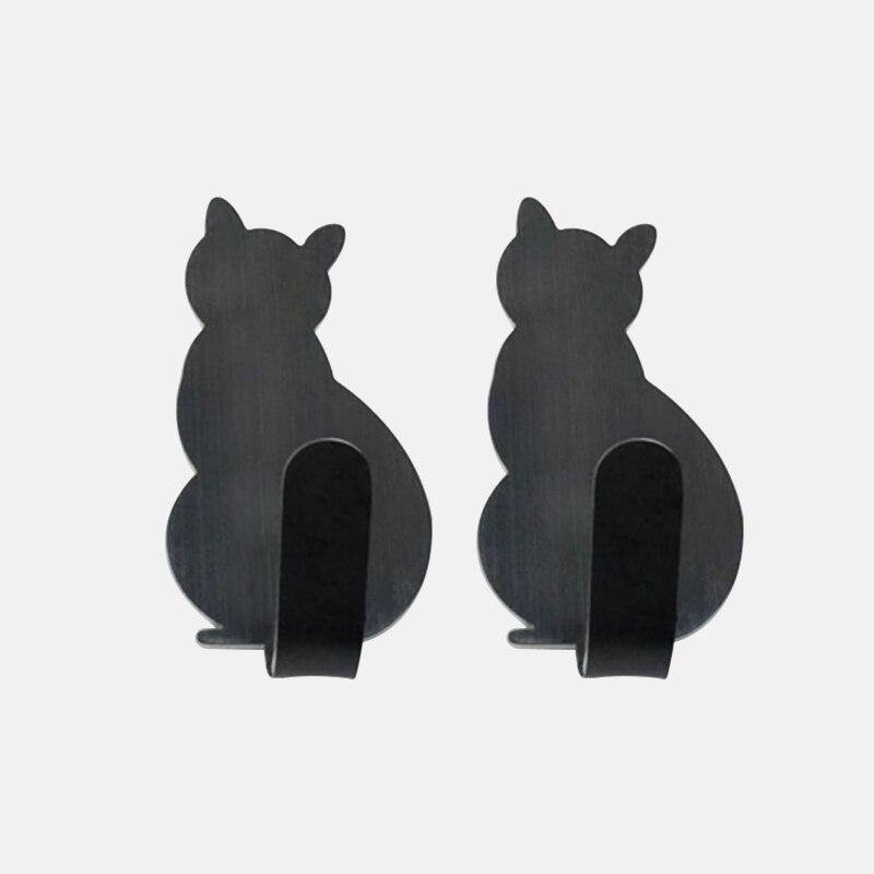 Lisslune | 2 self-adhesive cat wall hooks made of stainless steel