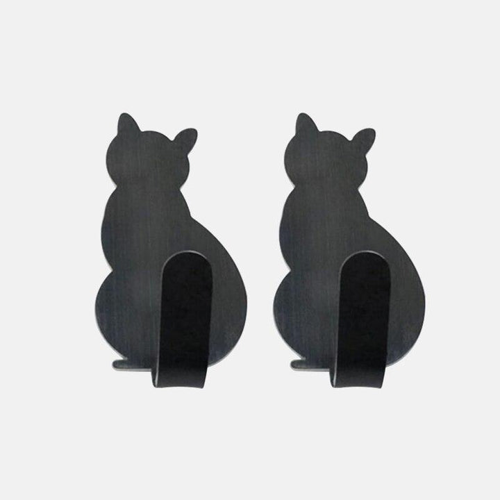 Lisslune | 2 self-adhesive cat wall hooks made of stainless steel