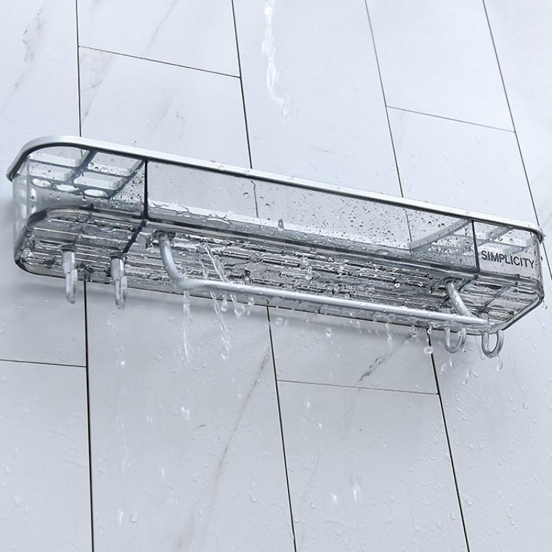 Lisslune | Modern gray triangular bathroom shelf - Slim plastic organizer solutions