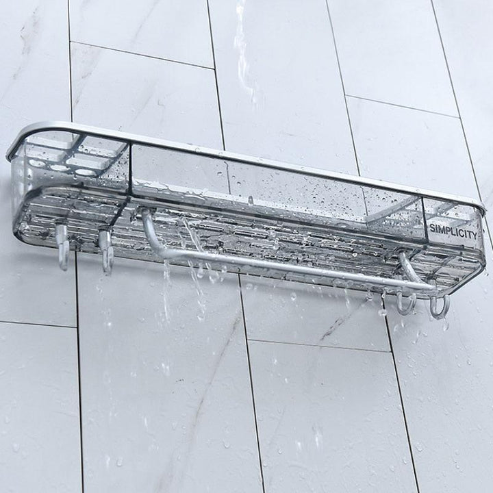 Lisslune | Modern gray triangular bathroom shelf - Slim plastic organizer solutions