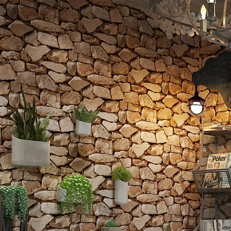 Lisslune | 3D Stone Pattern Retro Wallpaper