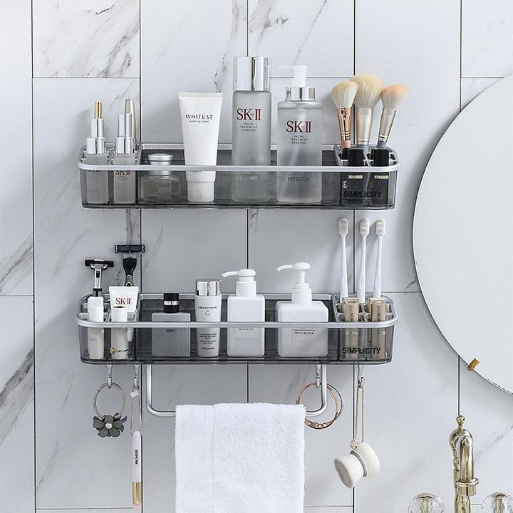 Lisslune | Modern gray triangular bathroom shelf - Slim plastic organizer solutions