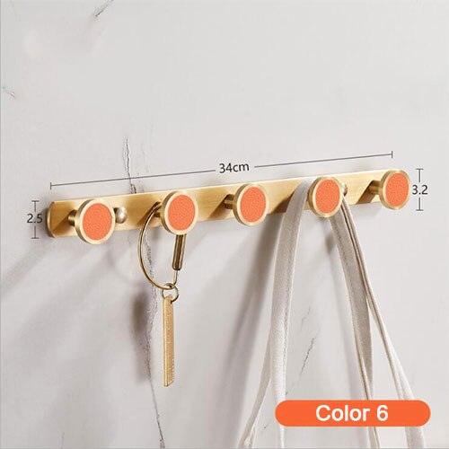 Lisslune | Elegant Luxe Gold Brass Wall Hook Rack with 5 Sturdy Hooks - Stylish Storage Solution