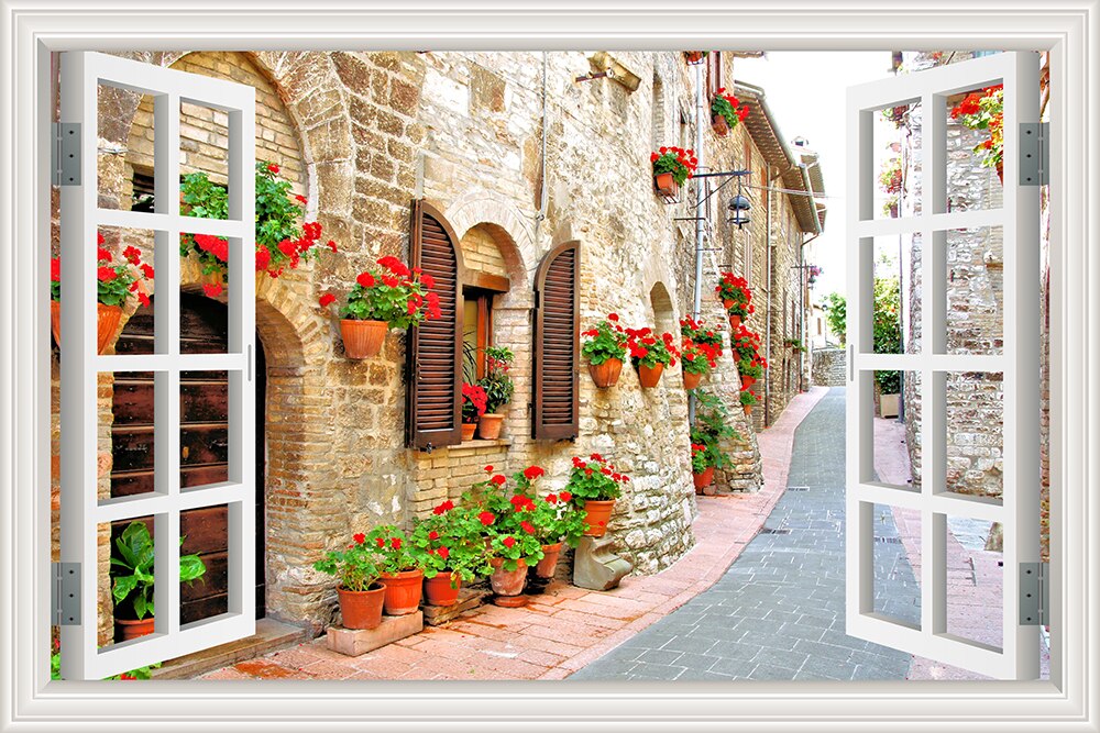 Lisslune | 3D Street Scene Self-Adhesive European Wallpaper