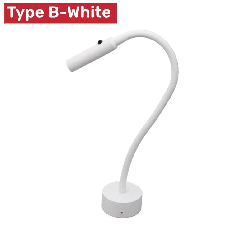 Lisslune | Modern Flexible LED Reading Wall Lamp with Switch for Bedroom and Study - 1W/3W
