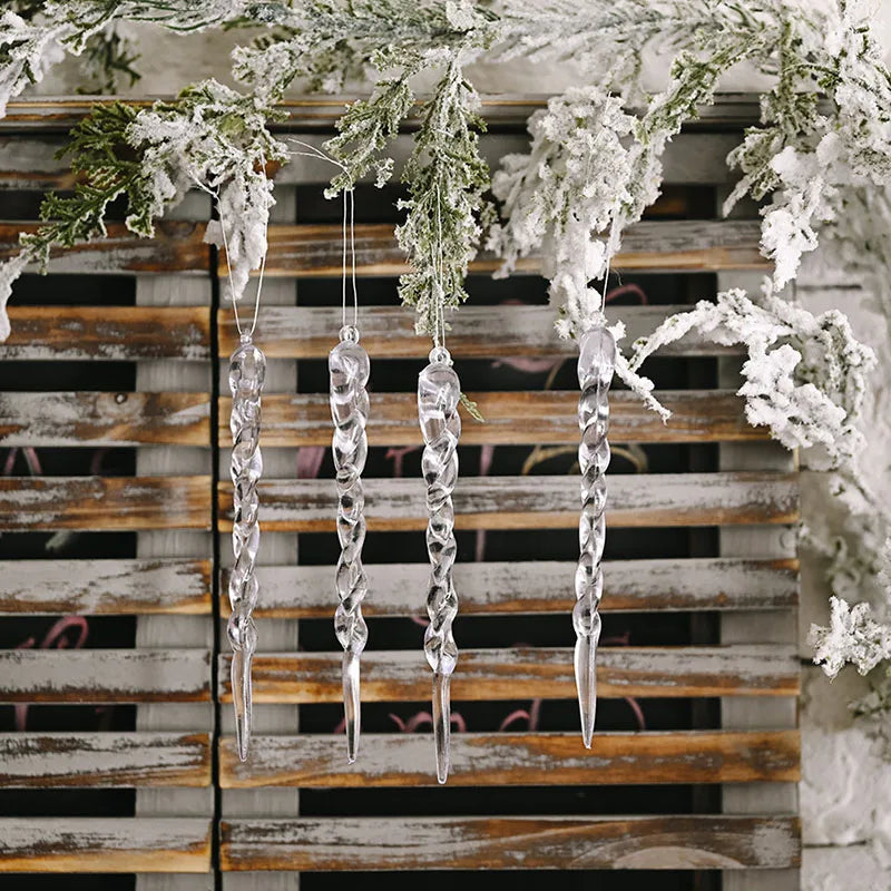 Rynx 10 pieces 13 cm Christmas simulation ice Christmas tree hanging ornament artificial icicles winter party Christmas New Year home decoration