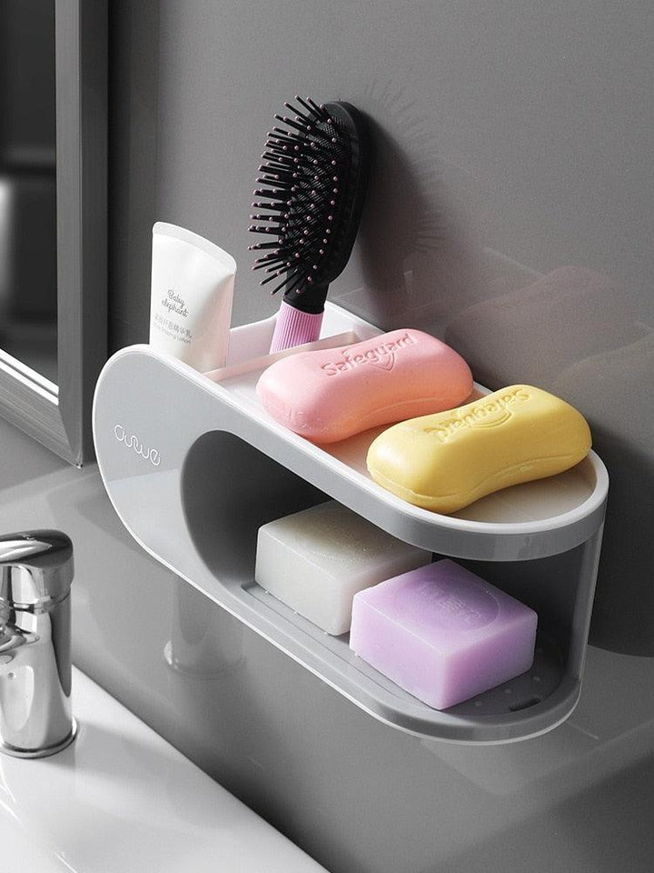 Lisslune | Elegant Nordic Soap Dish with Hook - Drill-Free Bathroom Organizer