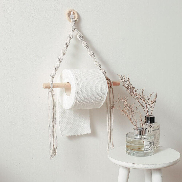 Lisslune | Handcrafted Bohemian Macrame Toilet Paper Holder - Unique Bathroom Decor Accessory