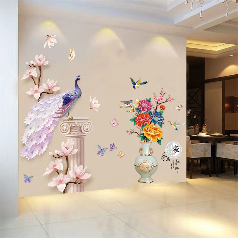 Lisslune | 3D Peacock Flower Style Wall Sticker