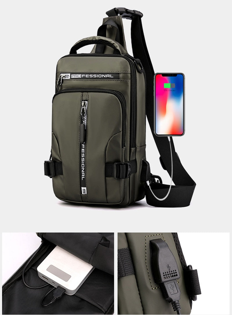 Lisslune | Waterproof Oxford Crossbody Bag, Anti-Theft Sling Bag, USB Charging & Multi-Pocket Design