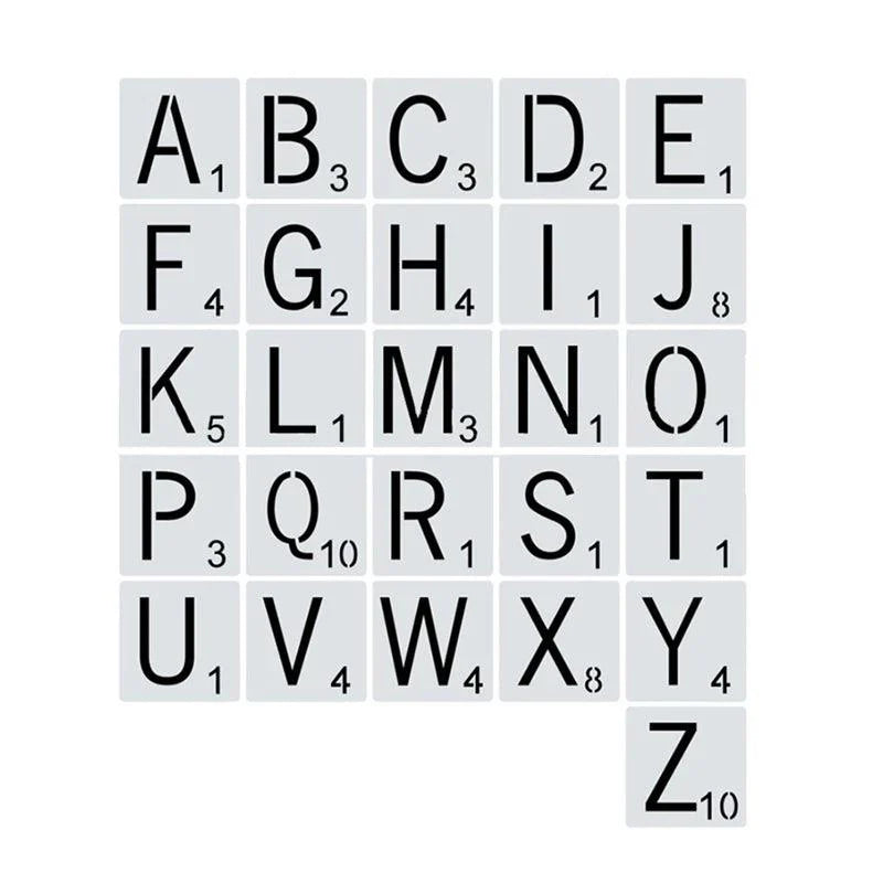 Lisslune | 26-piece versatile alphabet stencil set for creative crafting projects and home decor