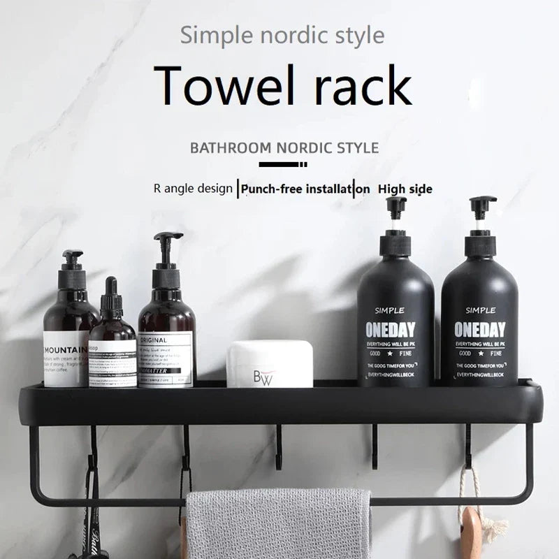 Lisslune | black wall-mounted storage shelf