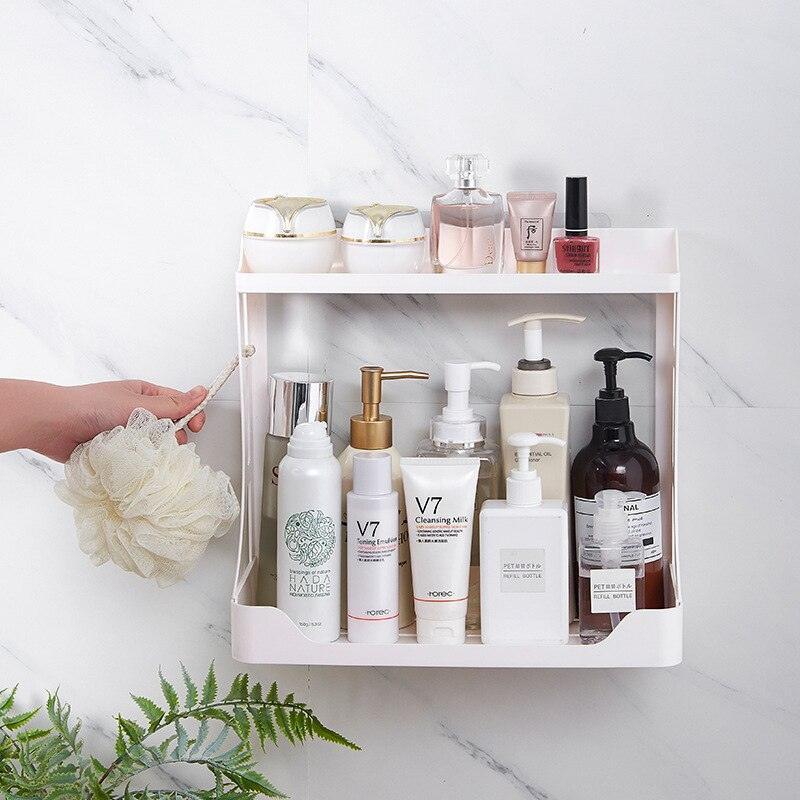 Lisslune | Sleek two-layer bathroom organizer with easy installation without drilling