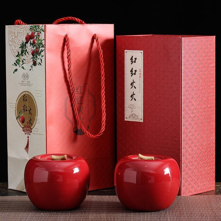 Lisslune | Charming red apple ceramic kitchen storage container