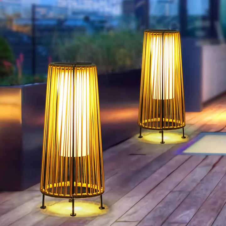 Lisslune | Solar LED Rattan Lantern – Large Outdoor Lighting in Oval Design for Garden and Terrace
