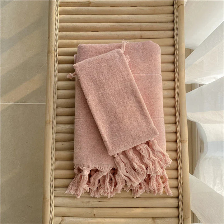 Rynx | Hand-knotted tassel made of pure cotton towel super absorbent household face bath towels bedspread women outdoor blanket
