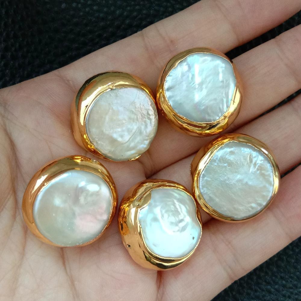 Lisslune | Exquisite gold rim white coin pearl set for stunning jewelry creations