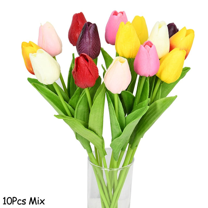 Lisslune | Artificial Flower Bouquet with Tulips, Decoration (10 Pieces)
