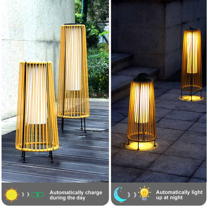 Lisslune | Solar LED Rattan Lantern – Large Outdoor Lighting in Oval Design for Garden and Terrace