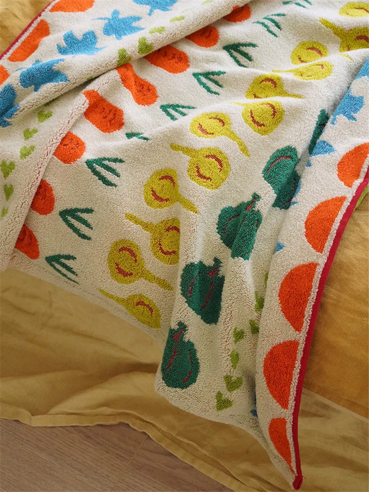 Rynx | Japanese pure cotton towels cute vegetables super absorbent towel thick soft skin-friendly bath towel for children & adults