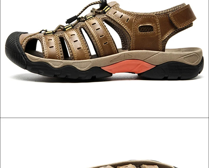 Lisslune | Summer Men's Outdoor Sandals Beach Shoes Genuine Leather Trekking Hiking