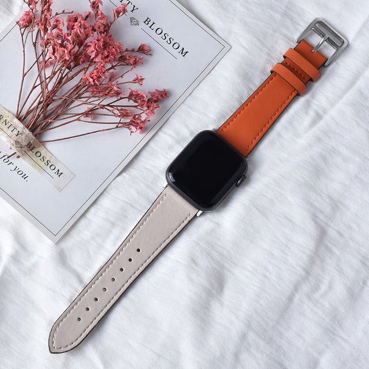 Lisslune | Leather strap for Apple Watch 42mm 38mm Series 3 4 5 6 SE 7 41MM 45MM