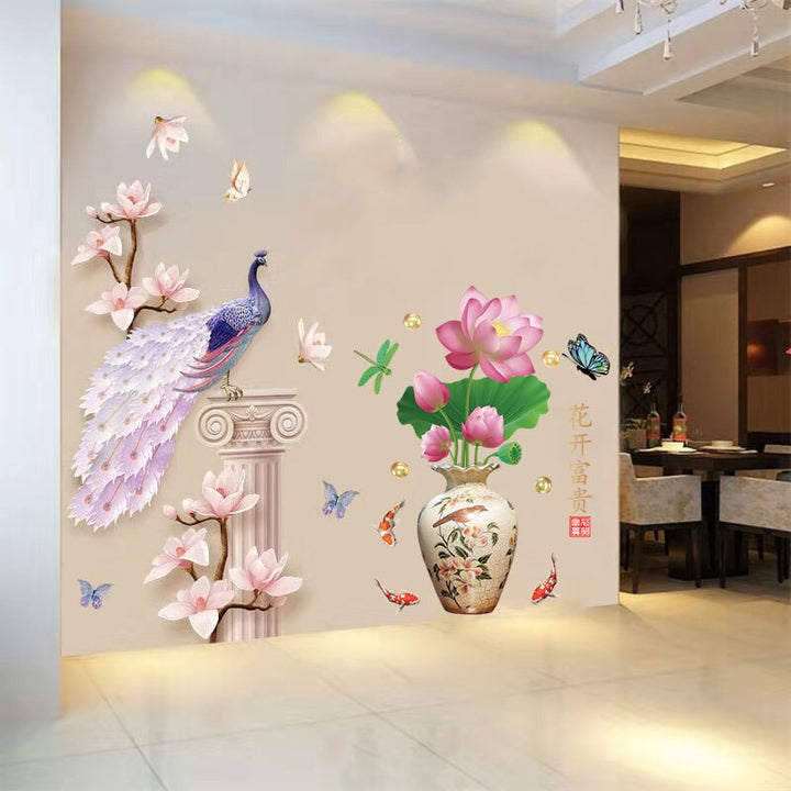 Lisslune | 3D Peacock Flower Style Wall Sticker
