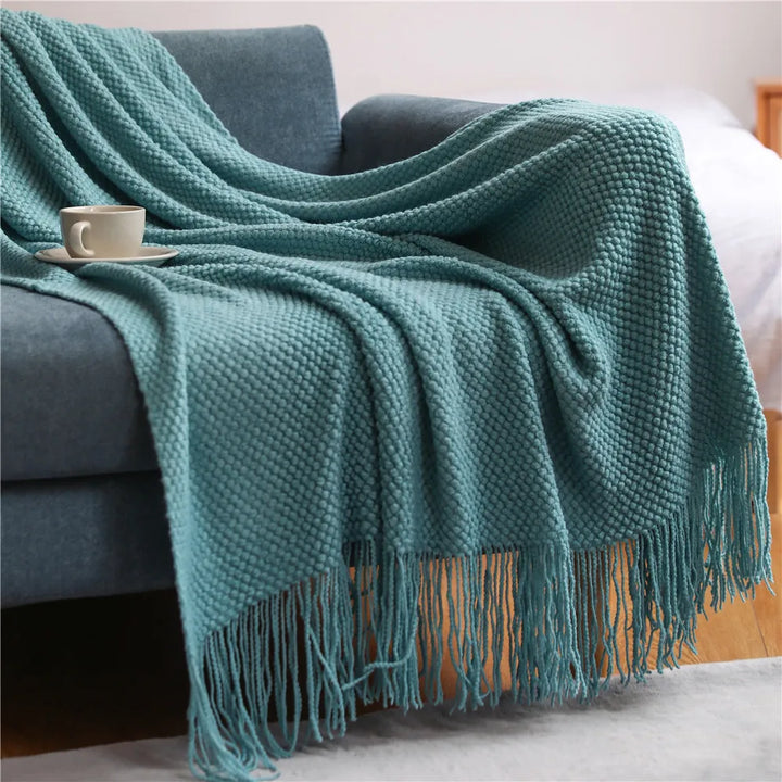 Rynx | Textile City Winter Hotel Decor Sofa Cover Acrylic Knitted Tassels Thickened Soft Warm Throw Blanket for Fireplace