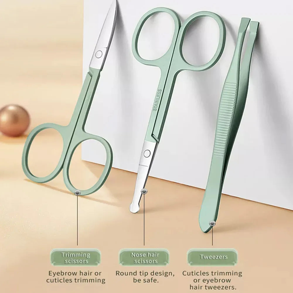 Lisslune | LuxNails | Professional Stainless Steel Manicure and Pedicure Set | Portable & Multifunctional | Luxurious Storage Box