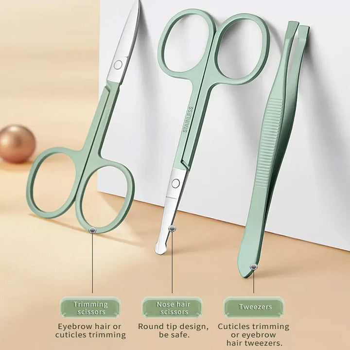 Lisslune | LuxNails | Professional Stainless Steel Manicure and Pedicure Set | Portable & Multifunctional | Luxurious Storage Box