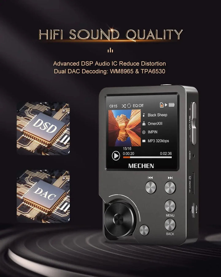 Lisslune | HiFi MP3 Player MECHEN-M30 – Premium Lossless Audio with 64GB Memory Card, Supports up to 256GB