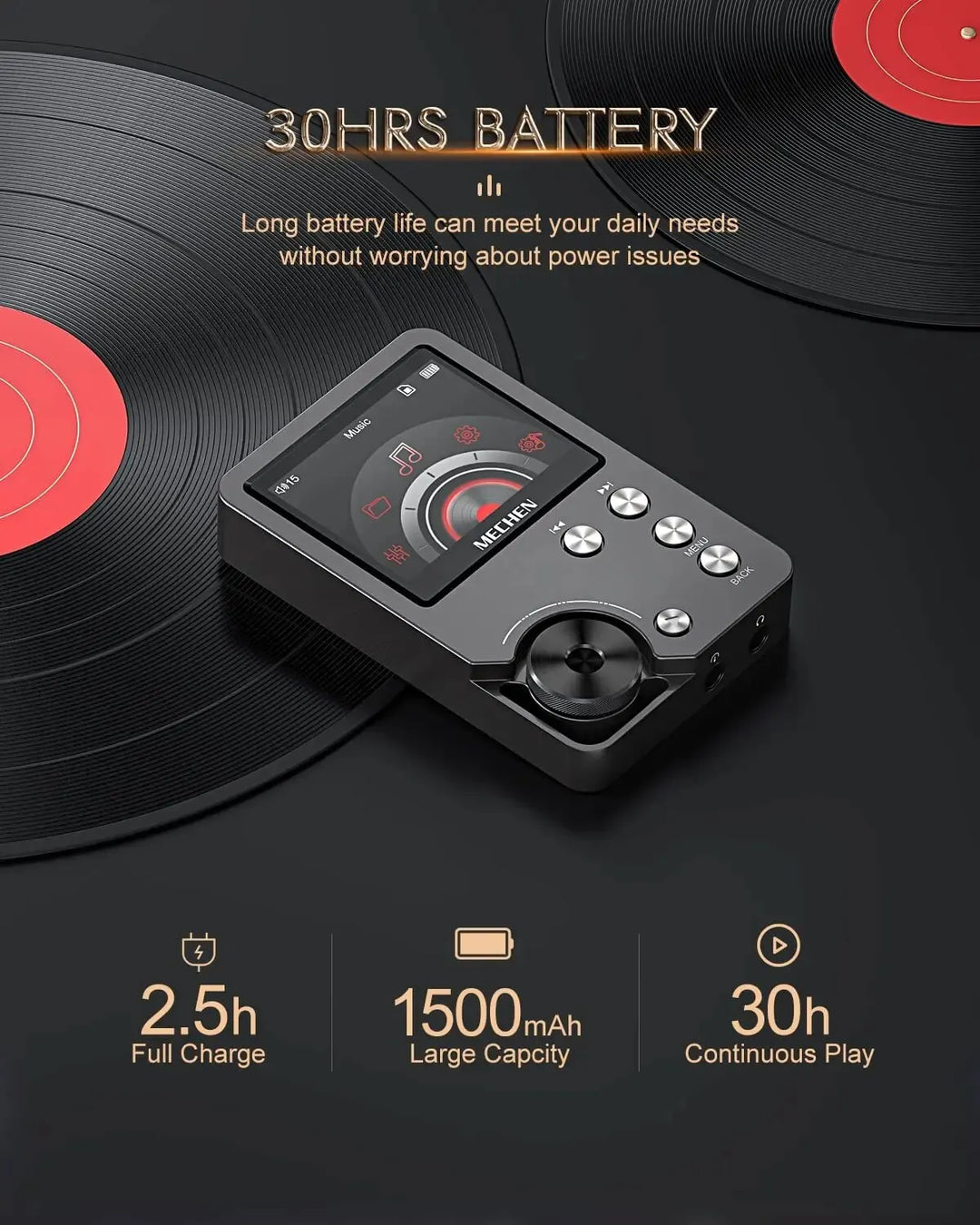 Lisslune | HiFi MP3 Player MECHEN-M30 – Premium Lossless Audio with 64GB Memory Card, Supports up to 256GB