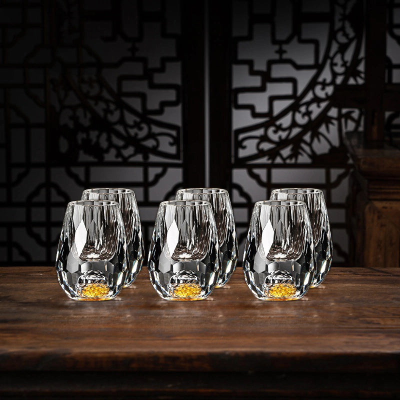 Lisslune | Luxury Crystal Glasses with Gold Flakes – Handmade – Set of 2 – For Whisky & Premium Beverages