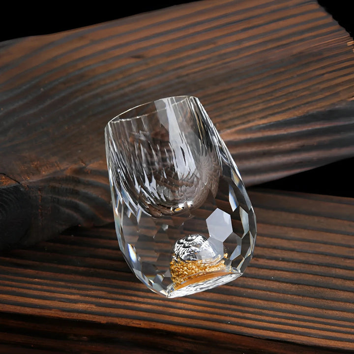 Lisslune | Luxury Crystal Glasses with Gold Flakes – Handmade – Set of 2 – For Whisky & Premium Beverages