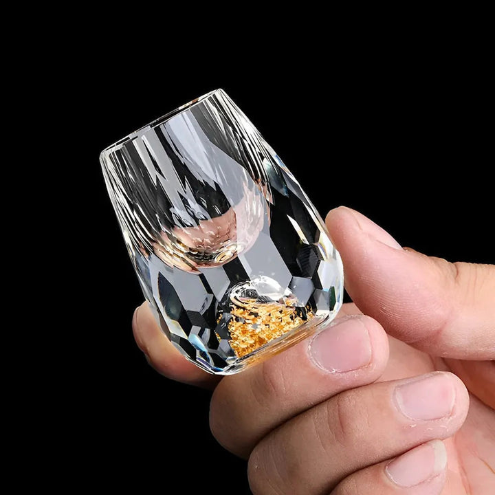 Lisslune | Luxury Crystal Glasses with Gold Flakes – Handmade – Set of 2 – For Whisky & Premium Beverages