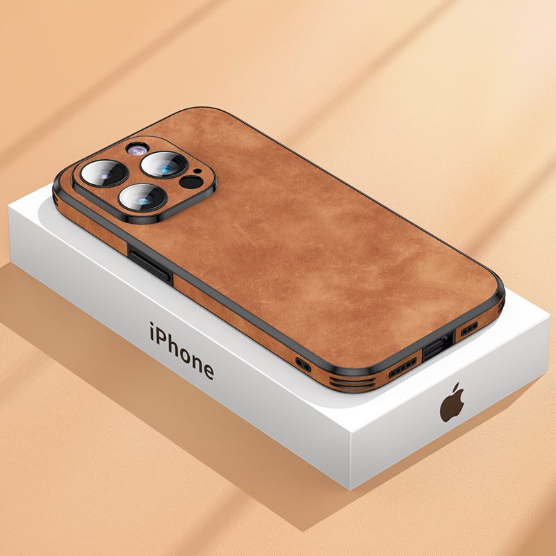Lisslune | High-quality leather iPhone case with shockproof camera protection cover bag | MagSafe case for Apple iPhone 15/14/13 Pro Max Plus | Armor cover phone case