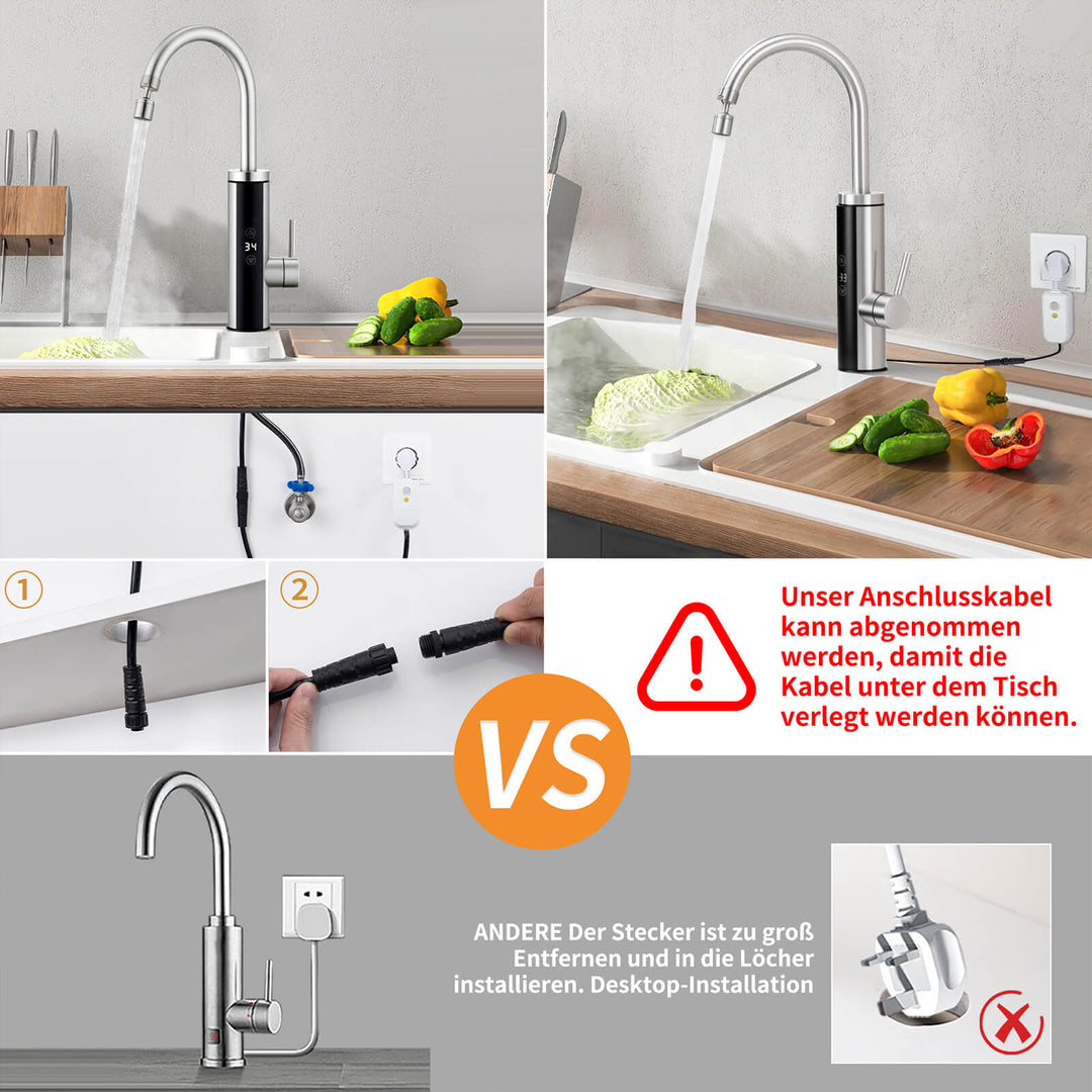 Lisslune | Kitchen faucet with instantaneous water heater, faucet 360° swivel, 3-stage touch control