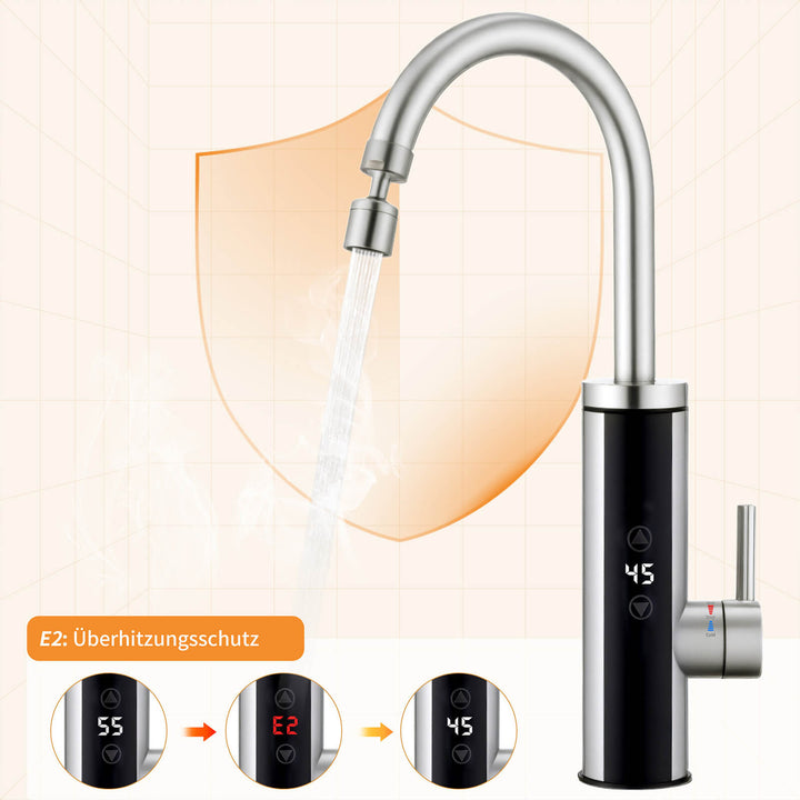 Lisslune | Kitchen faucet with instantaneous water heater, faucet 360° swivel, 3-stage touch control