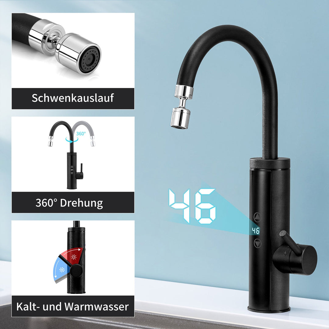 Lisslune | Kitchen faucet with instantaneous water heater, faucet 360° swivel, 3-stage touch control