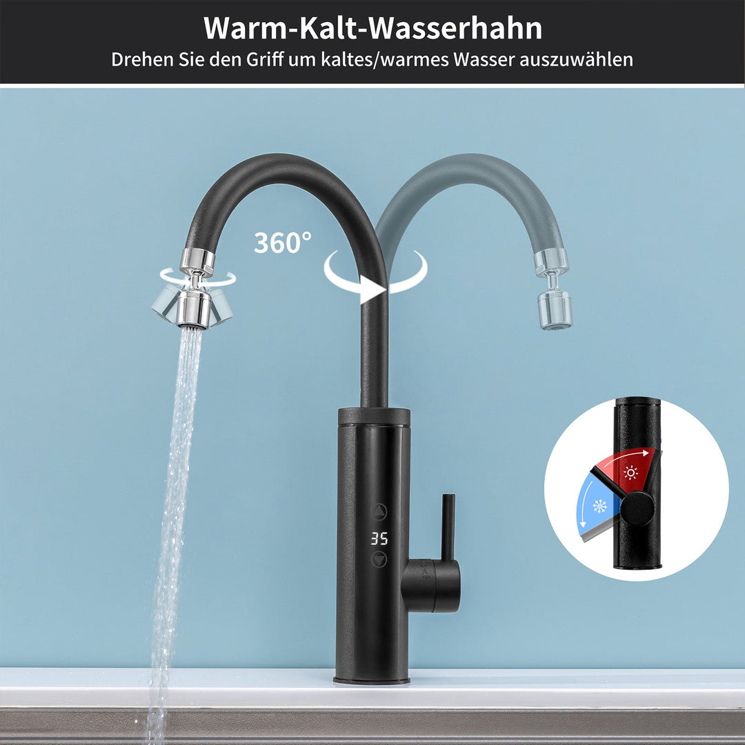 Lisslune | Kitchen faucet with instantaneous water heater, faucet 360° swivel, 3-stage touch control