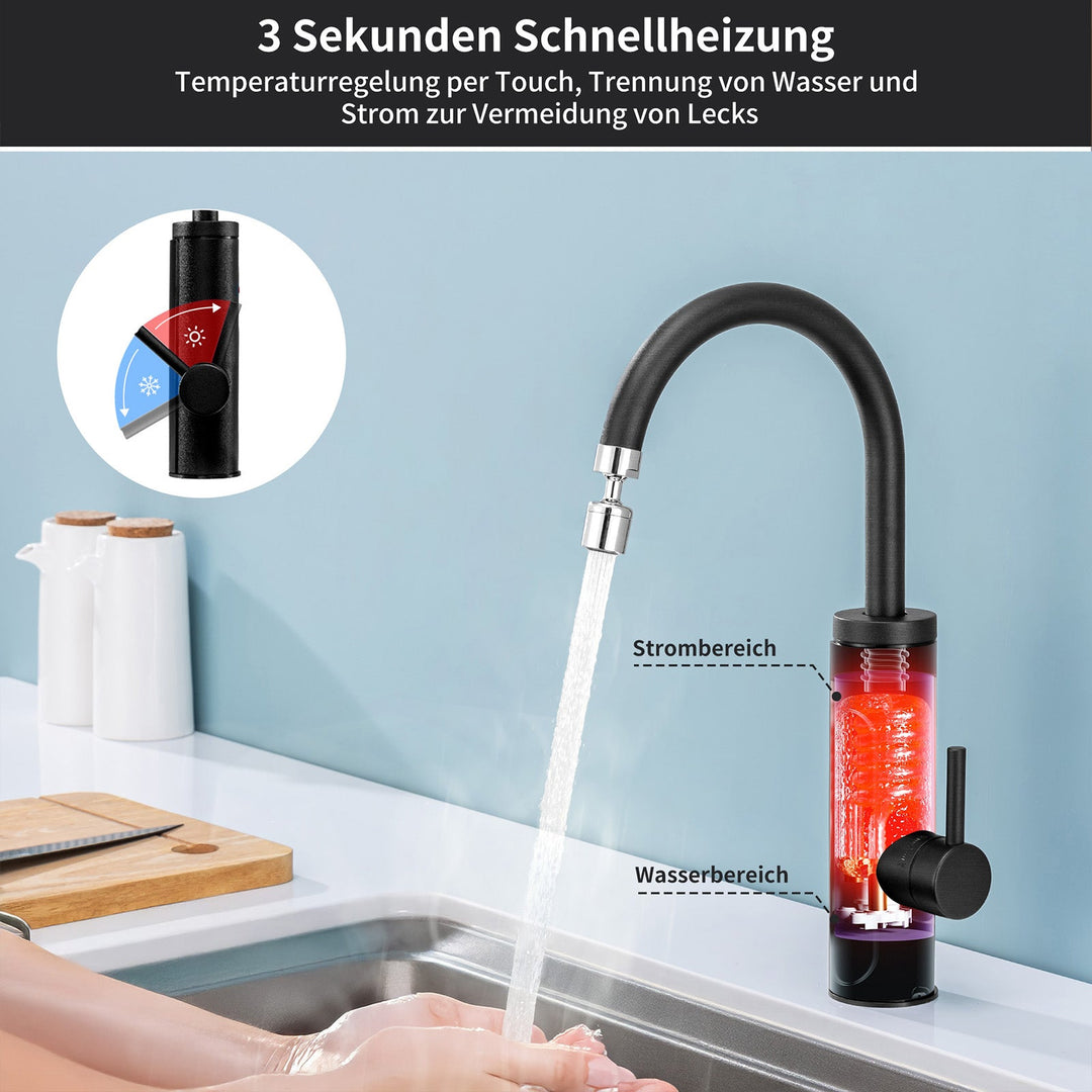 Lisslune | Kitchen faucet with instantaneous water heater, faucet 360° swivel, 3-stage touch control