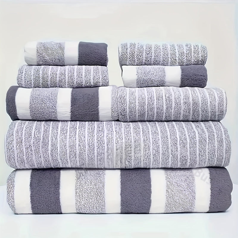 Lisslune | VeluSoft 8-Piece Coral Fleece Bath Towel Set