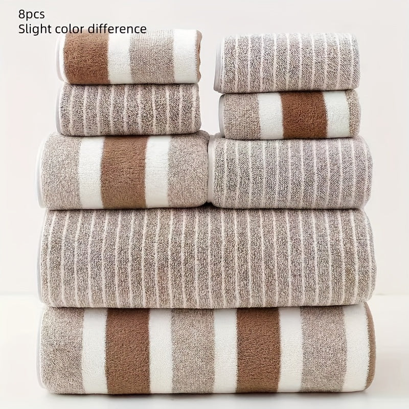 Lisslune | VeluSoft 8-Piece Coral Fleece Bath Towel Set