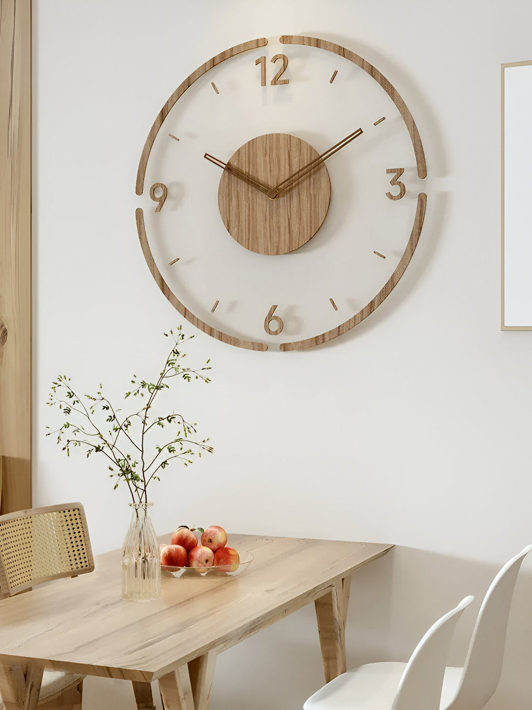 Lisslune | ClearWood Transparent Wall Clock – Silent Quartz with Wooden Details